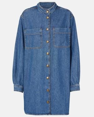 FRAME Double Pocket Denim Shirt Dress - Blue