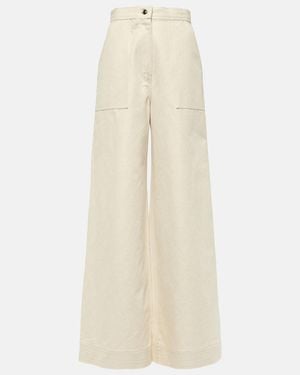 Max Mara Oboli Cotton And Linen Wide-Leg Trousers - Natural