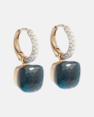 Pomellato Nudo Classic 18Kt Earrings With Topaz And Diamonds - Blue