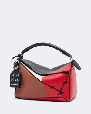 Loewe Tote Bag Puzzle Lion Intarsio Small - Rot