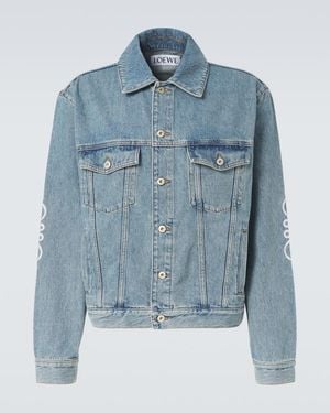 Loewe Anagram-Embellished Collared Denim Jacket - Blue