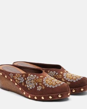 FARM Rio Clogs Aus Veloursleder - Braun