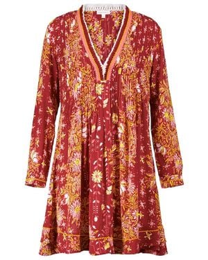 Poupette Ola Fringed Printed Minidress - Red