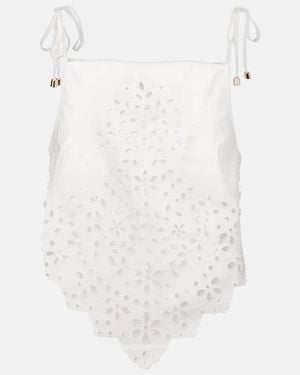Self-Portrait Embroidered Cotton Top - White