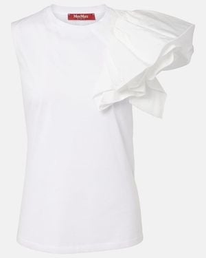 Max Mara Elegante Taglio Cotton Jersey Top - White