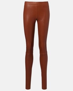 Stouls Carolyn Leather Slim Pants - Brown