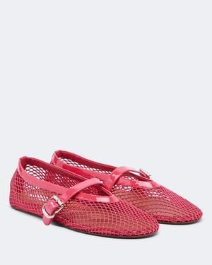 Alaïa Ballerinas Mary Jane Aus Netzstoff Mit Leder - Pink