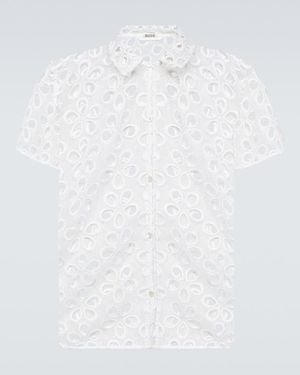 Bode Primrose Floral Lace Shirt - White