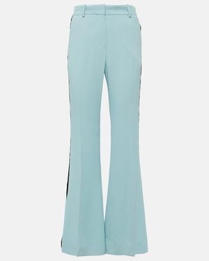 Nina Ricci Velvet-Trimmed Cady Flared Trousers - Blue