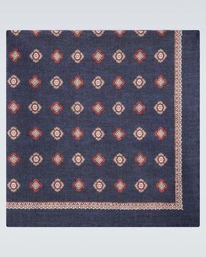 Brunello Cucinelli Einstecktuch Aus Seiden-Jacquard - Blau