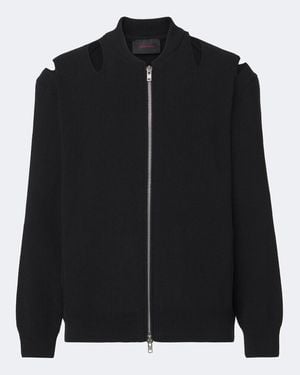 Simone Rocha Cutout Wool-Blend Zip-Up Cardigan - Black