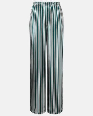 Max Mara Ladino Striped Wide-Leg Silk Twill Pants - Blue