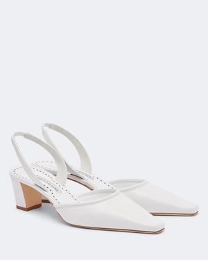 Manolo Blahnik Slingback-Pumps Vendona Aus Leder - Weiß