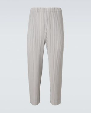Homme Plissé Issey Miyake Basics Pleated Straight Trousers - Grey