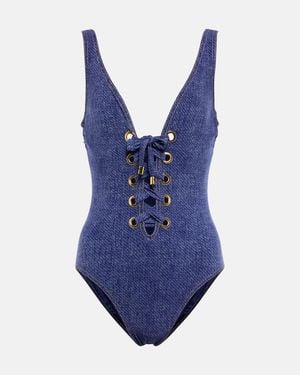 Karla Colletto Lace-Up Swimsuit - Blue