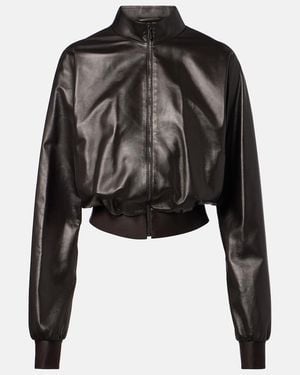 Gucci Chaqueta Bomber De Piel - Negro