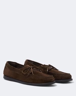 Saman Amel City Moc Suede Boat Shoes - Brown