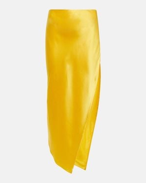 The Sei Silk Midi Skirt - Yellow