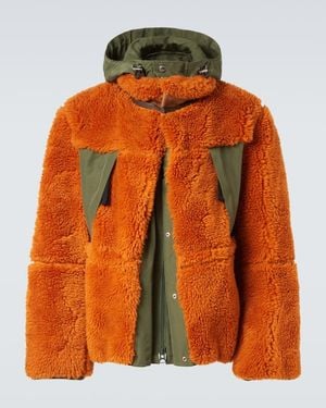 Sacai Wool-Blend And Canvas Jacket - Orange