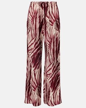 Dries Van Noten Printed Crepe Wide-Leg Pants - Red