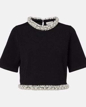 Jonathan Simkhai Ozelle Embellished Knitted Crop Top - Black