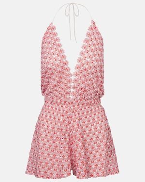 Missoni Open-Knit Lame Playsuit - Pink