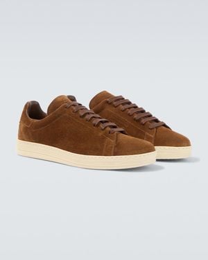 Tom Ford Warwick Perforated Suede Trainers - Brown