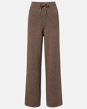 Agnona Cashmere, Wool, And Silk Wide-Leg Trousers - Brown