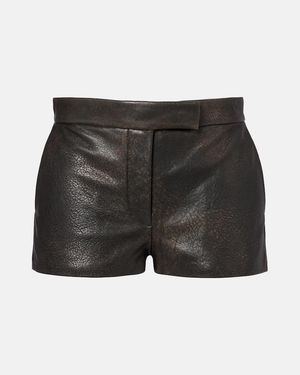 Alex Perry Low-Rise Leather Micro Shorts - Black
