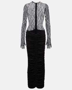The New Arrivals Ilkyaz Ozel Vivienne Ruched Lace Maxi Dress - Black