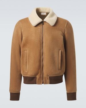 Saint Laurent Shearling-Lined Suede Jacket - Brown