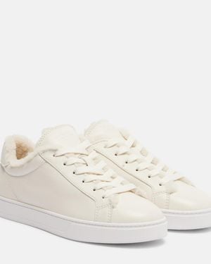 Tod's Cassetta Shearling-Lined Leather Trainers - White