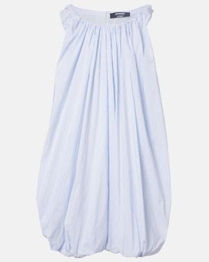 Jacquemus Lavande Gathered Striped Midi Dress - Blue