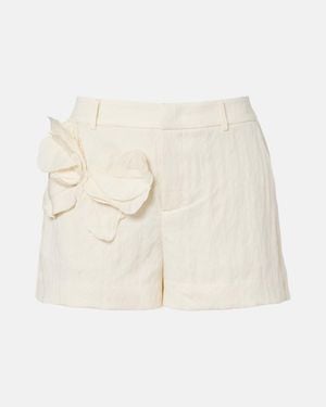 Blumarine Shorts De Gabardina Con Aplique - Neutro