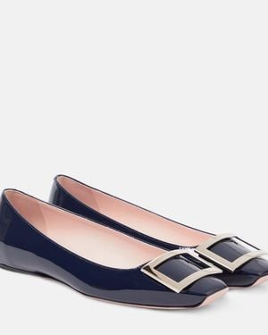 Roger Vivier Trompette Patent Leather Ballet Flats - Blue
