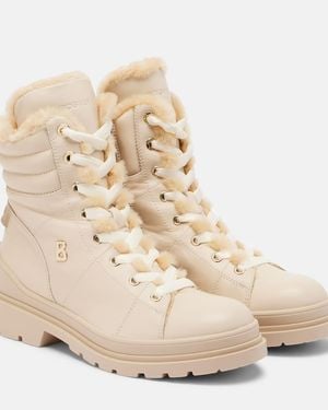 Bogner St. Moritz Schnürstiefel Aus Leder Mit Shearling-Futter Und Verzierung - Natur