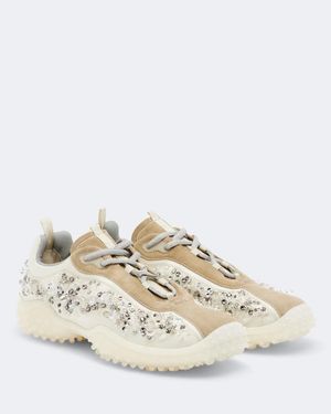 Miu Miu Verzierte Sneakers Bubble Mit Veloursleder - Natur