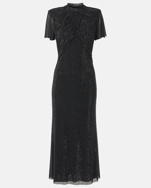 Self-Portrait Rhinestone-Embellished Midi Dress - Black