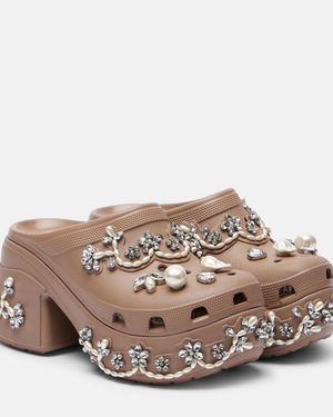 Simone Rocha X Crocs Siren Embellished Platform Clogs - Brown