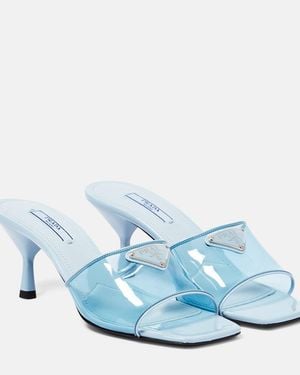 Prada Pantoletten Mit Lackleder - Blau