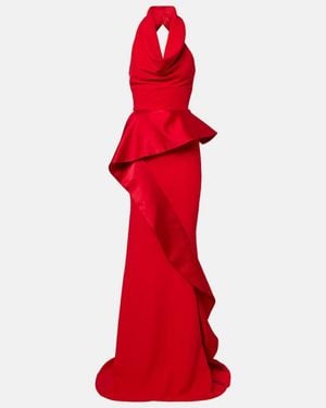 Maticevski Provocateur Halterneck Peplum Satin Gown - Red