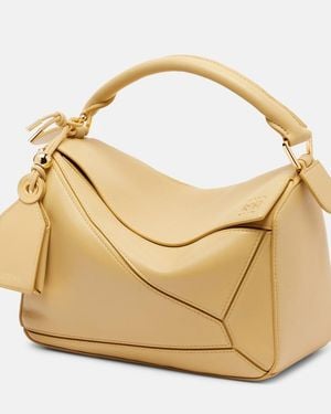 Loewe Featherlight Puzzle Large Leather Top-Handle Bag - Metallic