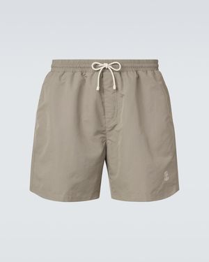Brunello Cucinelli Badeshorts Mit Logo - Natur