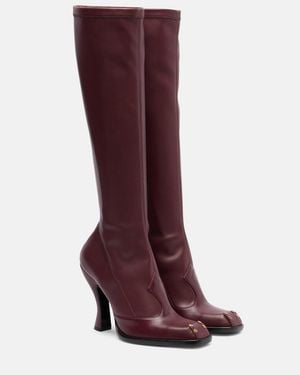 Etro Studded Leather Knee-High Boots - Red