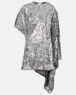 Coperni Zero Waste Draped Sequined Minidress - Grey
