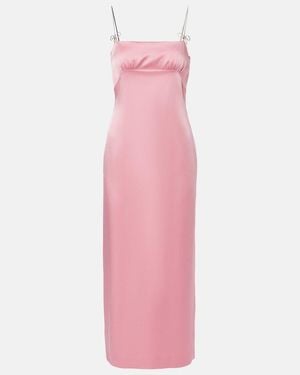 Blumarine Envers Embellished Satin Midi Dress - Pink