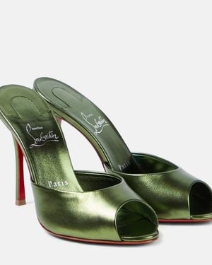 Christian Louboutin Me Dolly 100 Metallic Leather Mules - Green