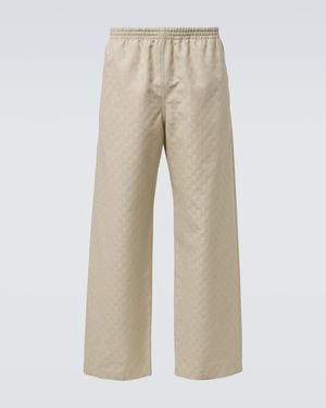 Gucci Gg Cotton Canvas Straight Pants - Natural