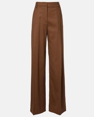 Oscar de la Renta Virgin Wool Wide-Leg Pants - Brown