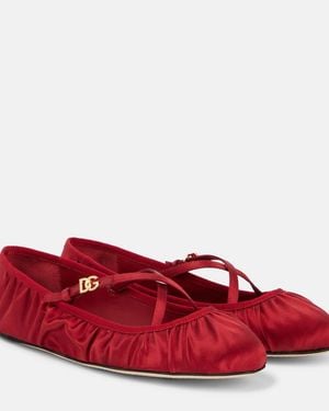 Dolce & Gabbana Satin Ballet Flats - Red